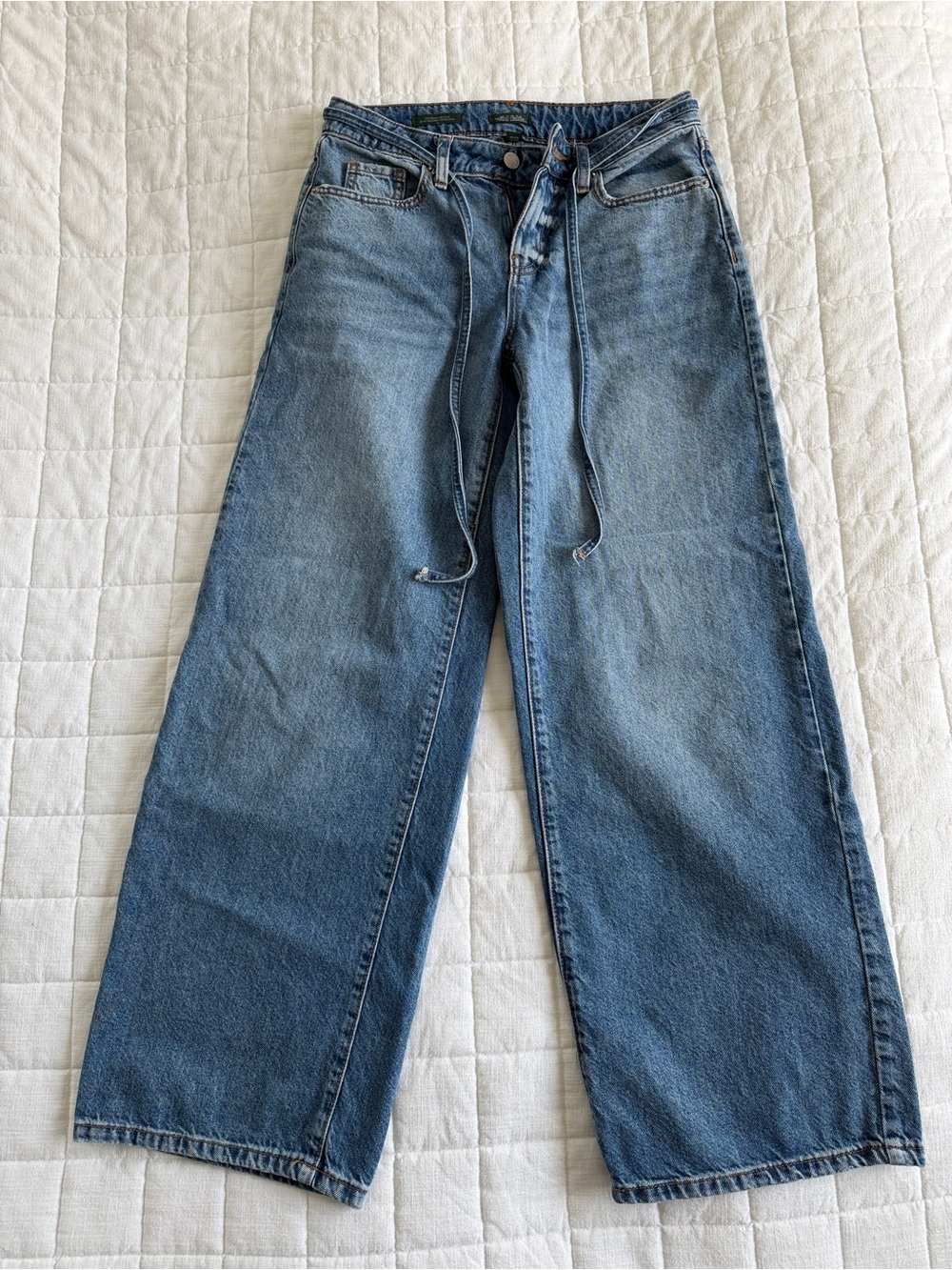 Wide-Leg Blue Denim Jeans